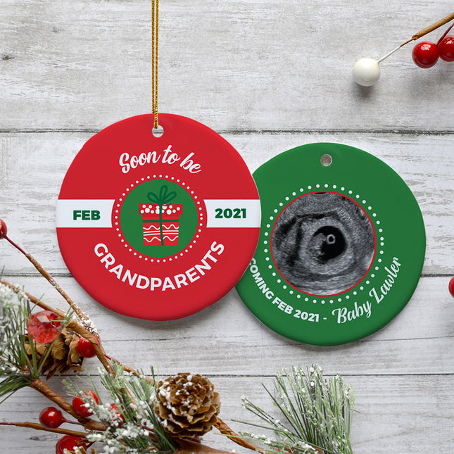 personalized personalized soon to be grandparents photo christmas ornament – Christmas ornament, holiday tree decoration or g
