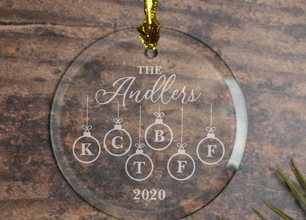 engraved personalized family initial of 6 christmas ornament – Christmas ornament, holiday tree decoration or gift
