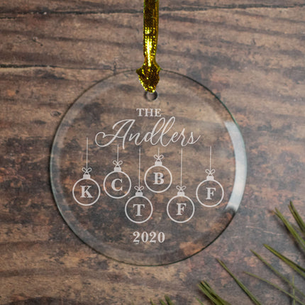 engraved personalized family initial of 6 christmas ornament – Christmas ornament, holiday tree decoration or gift