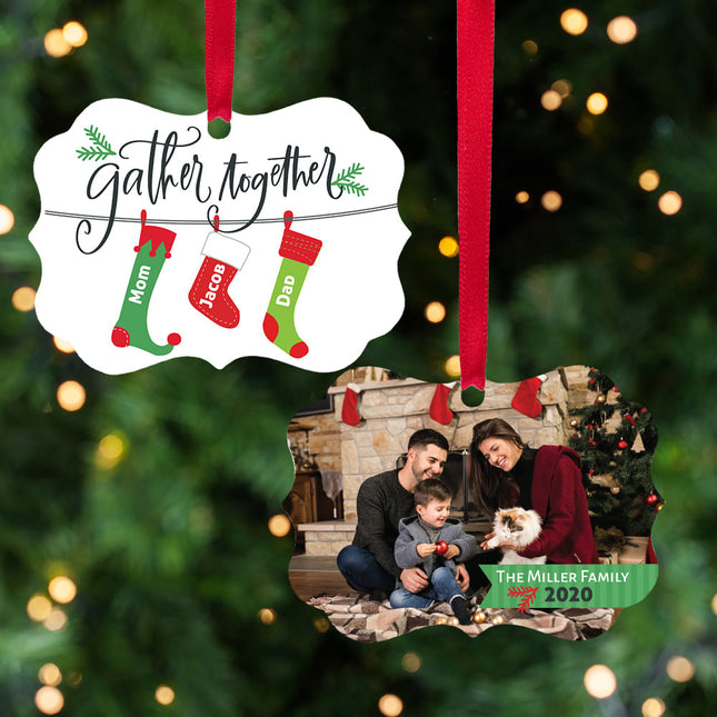 decorative personalized stocking family of 3 christmas ornament – Christmas ornament, holiday tree decoration or gift