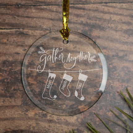 personalized personalized family of 3 'gather together' christmas ornament – Christmas ornament, holiday tree decoration or g