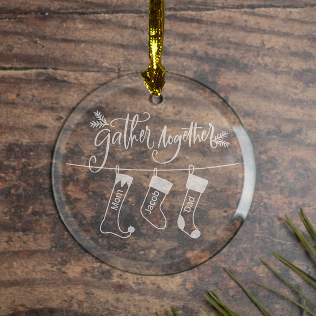 personalized personalized family of 3 'gather together' christmas ornament – Christmas ornament, holiday tree decoration or g
