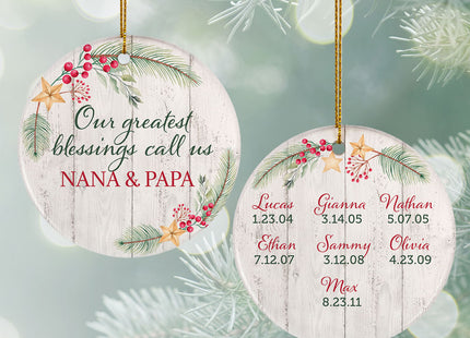 decorative personalized grandkids greatest blessing christmas ornament – Christmas ornament, holiday tree decoration or gift