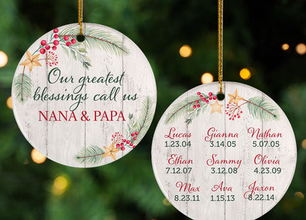 custom personalized grandkids greatest blessing christmas ornament – Christmas ornament, holiday tree decoration or gift