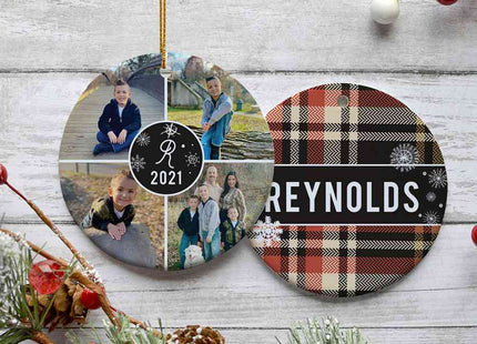 keepsake personalized plaid family pictures christmas ornament – Christmas ornament, holiday tree decoration or gift