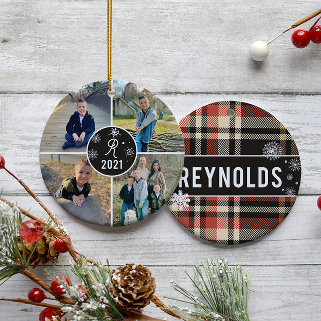 keepsake personalized plaid family pictures christmas ornament – Christmas ornament, holiday tree decoration or gift