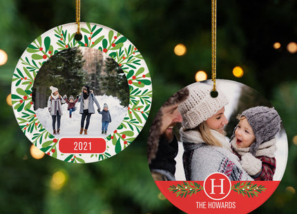 holiday personalized family wreath christmas ornament – Christmas ornament, holiday tree decoration or gift