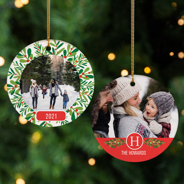 holiday personalized family wreath christmas ornament – Christmas ornament, holiday tree decoration or gift