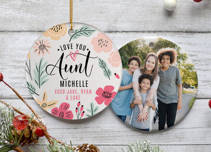decorative personalized love you aunt photo christmas ornament – Christmas ornament, holiday tree decoration or gift