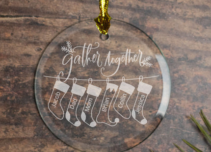 engraved personalized family of 6 'gather together' christmas ornament – Christmas ornament, holiday tree decoration or gift