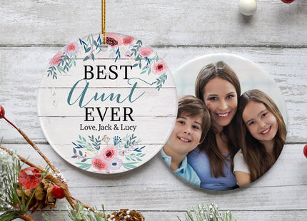 keepsake personalized best aunt ever photo christmas ornament – Christmas ornament, holiday tree decoration or gift