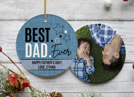 personalized personalized best dad ever photo christmas ornament – Christmas ornament, holiday tree decoration or gift