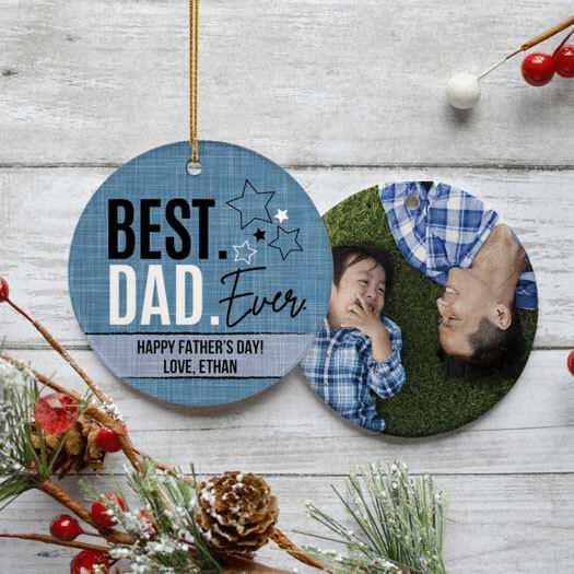 personalized personalized best dad ever photo christmas ornament – Christmas ornament, holiday tree decoration or gift