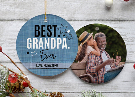 custom personalized best grandpa ever photo christmas ornament – Christmas ornament, holiday tree decoration or gift