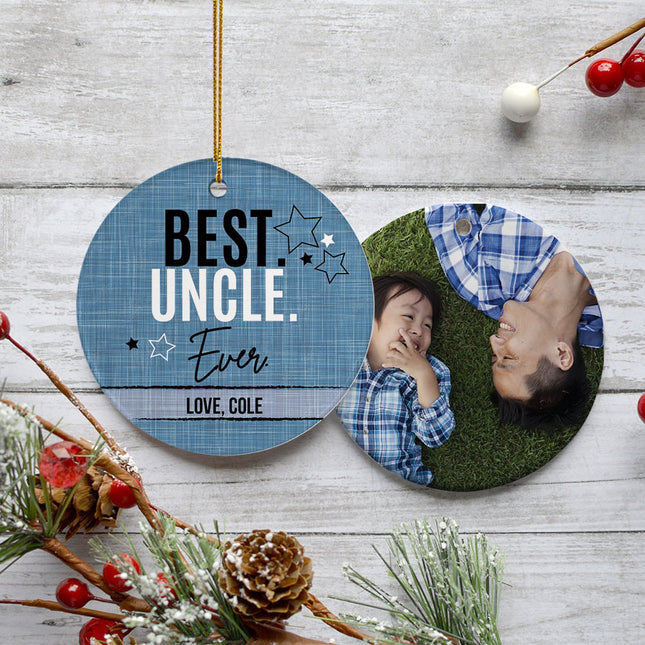 keepsake personalized best uncle ever photo christmas ornament – Christmas ornament, holiday tree decoration or gift