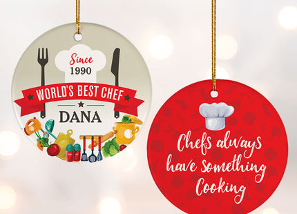 keepsake personalized best chef christmas ornament – Christmas ornament, holiday tree decoration or gift