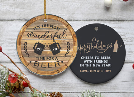 holiday personalized beer drinkers christmas ornament – Christmas ornament, holiday tree decoration or gift