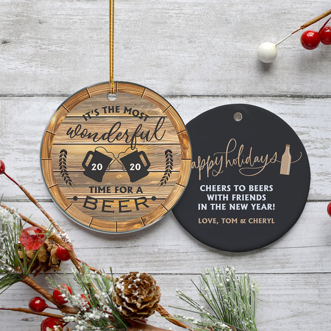 holiday personalized beer drinkers christmas ornament – Christmas ornament, holiday tree decoration or gift