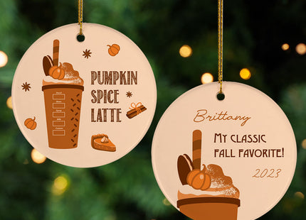 keepsake personalized pumpkin spice latte christmas ornament – Christmas ornament, holiday tree decoration or gift