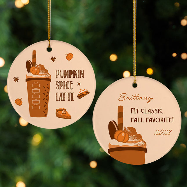 keepsake personalized pumpkin spice latte christmas ornament – Christmas ornament, holiday tree decoration or gift