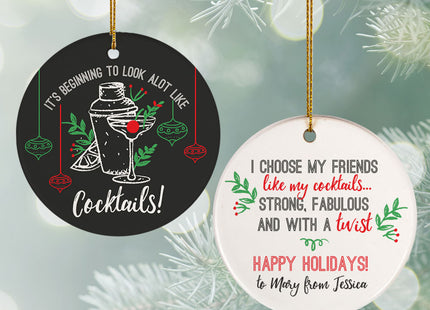 custom personalized friends & cocktails christmas ornament – Christmas ornament, holiday tree decoration or gift
