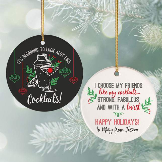 custom personalized friends & cocktails christmas ornament – Christmas ornament, holiday tree decoration or gift