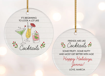 custom personalized friends & cocktails christmas ornament – Christmas ornament, holiday tree decoration or gift