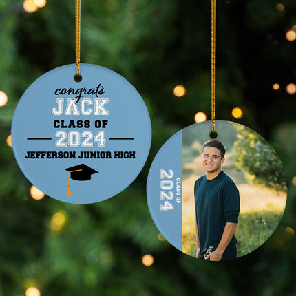 engraved personalized graduation photo christmas ornament – Christmas ornament, holiday tree decoration or gift