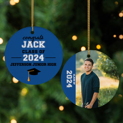 custom personalized graduation photo christmas ornament – Christmas ornament, holiday tree decoration or gift