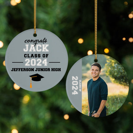 holiday personalized graduation photo christmas ornament – Christmas ornament, holiday tree decoration or gift
