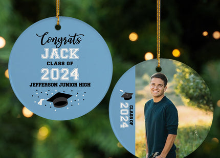 engraved personalized graduation christmas ornament - blue – Christmas ornament, holiday tree decoration or gift