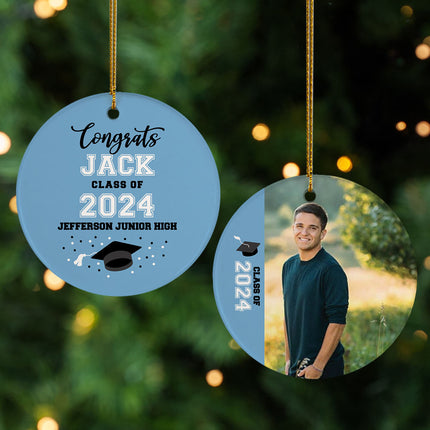 engraved personalized graduation christmas ornament - blue – Christmas ornament, holiday tree decoration or gift
