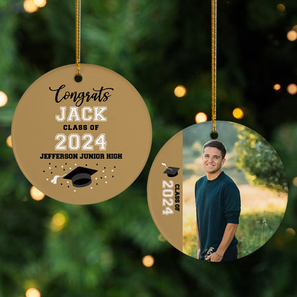 decorative personalized graduation christmas ornament - maroon – Christmas ornament, holiday tree decoration or gift