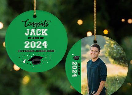 engraved personalized graduation christmas ornament - silver – Christmas ornament, holiday tree decoration or gift