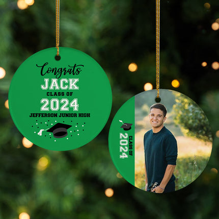 engraved personalized graduation christmas ornament - silver – Christmas ornament, holiday tree decoration or gift