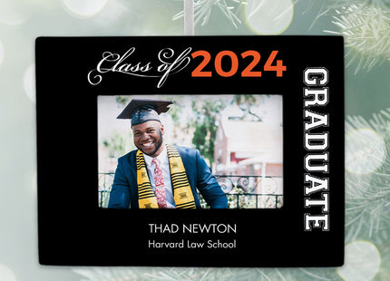 custom personalized college graduate picture frame photo ornament – Christmas ornament, holiday tree decoration or gift