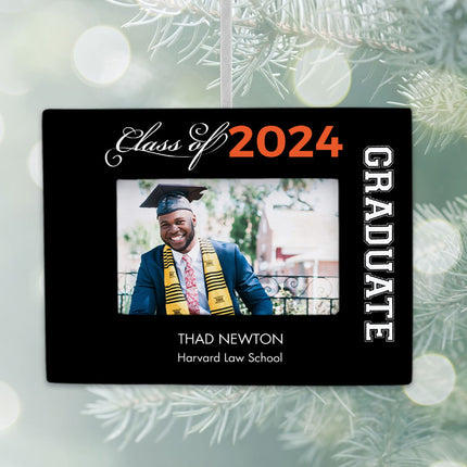 custom personalized college graduate picture frame photo ornament – Christmas ornament, holiday tree decoration or gift