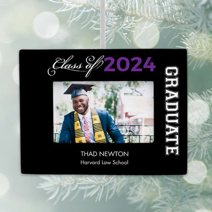 engraved personalized college graduate picture frame photo ornament – Christmas ornament, holiday tree decoration or gift