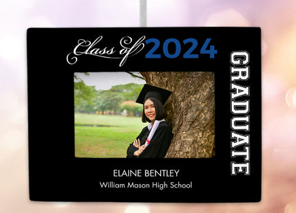 custom personalized graduate picture frame photo ornament – Christmas ornament, holiday tree decoration or gift