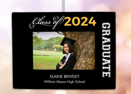 decorative personalized graduate picture frame photo ornament – Christmas ornament, holiday tree decoration or gift