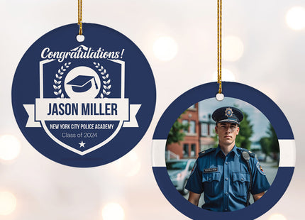 holiday personalized police academy christmas ornament – Christmas ornament, holiday tree decoration or gift