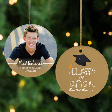 engraved personalized graduation photo christmas ornament – Christmas ornament, holiday tree decoration or gift