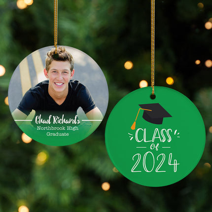 holiday personalized graduation photo christmas ornament – Christmas ornament, holiday tree decoration or gift
