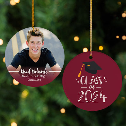 custom personalized graduation photo christmas ornament – Christmas ornament, holiday tree decoration or gift