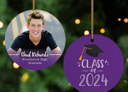 engraved personalized graduation photo christmas ornament – Christmas ornament, holiday tree decoration or gift