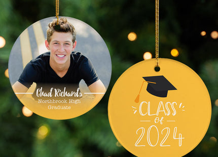 holiday personalized graduation photo christmas ornament – Christmas ornament, holiday tree decoration or gift