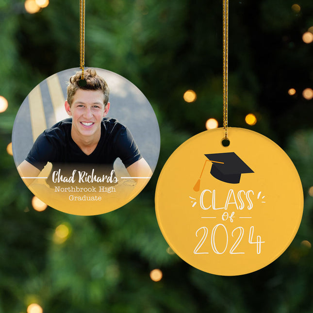holiday personalized graduation photo christmas ornament – Christmas ornament, holiday tree decoration or gift