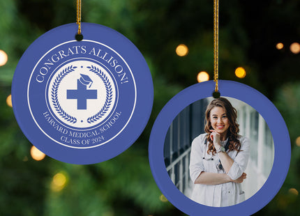 holiday personalized medical school christmas ornament – Christmas ornament, holiday tree decoration or gift