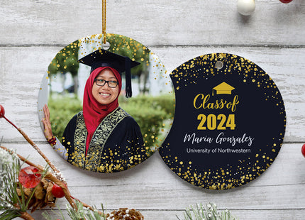 engraved personalized graduation sparkle christmas ornament – Christmas ornament, holiday tree decoration or gift