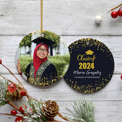 engraved personalized graduation sparkle christmas ornament – Christmas ornament, holiday tree decoration or gift